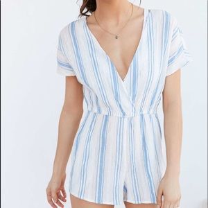 Out From Under Textured Gauze Romper in Blue